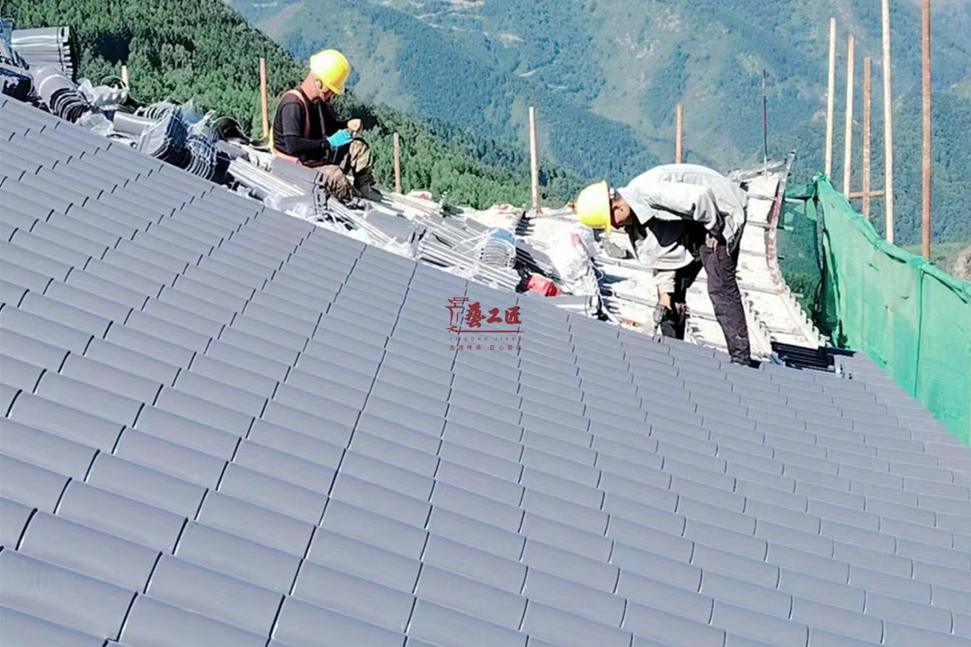 西安拓建仿古铝瓦 百年耐候新材 赋能绿色古建屋面